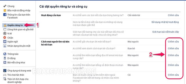 chế độ bảo mật trên fb